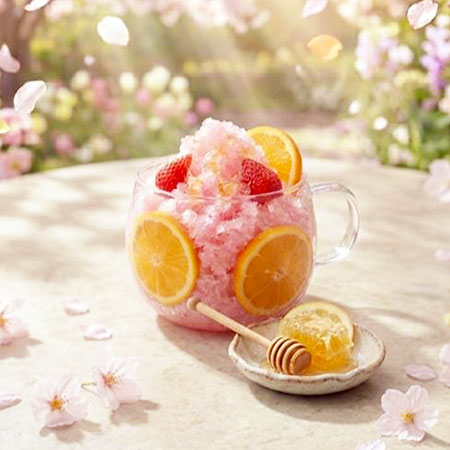 春の華やかさを味わういちごレモンのかき氷